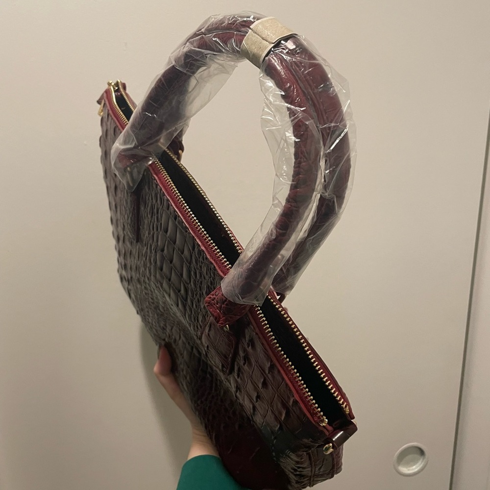 Brahmin Brown Crocodile Satchel Handbag with Removable Strap NWOT - Picture 5 of 7